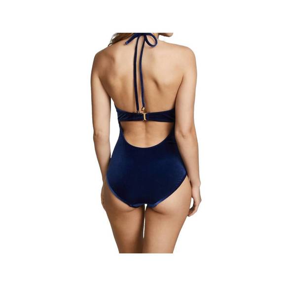 NEW SHOSHANNA ocean velvet open neck one piece swimsuit in navy - Picture 2 of 3